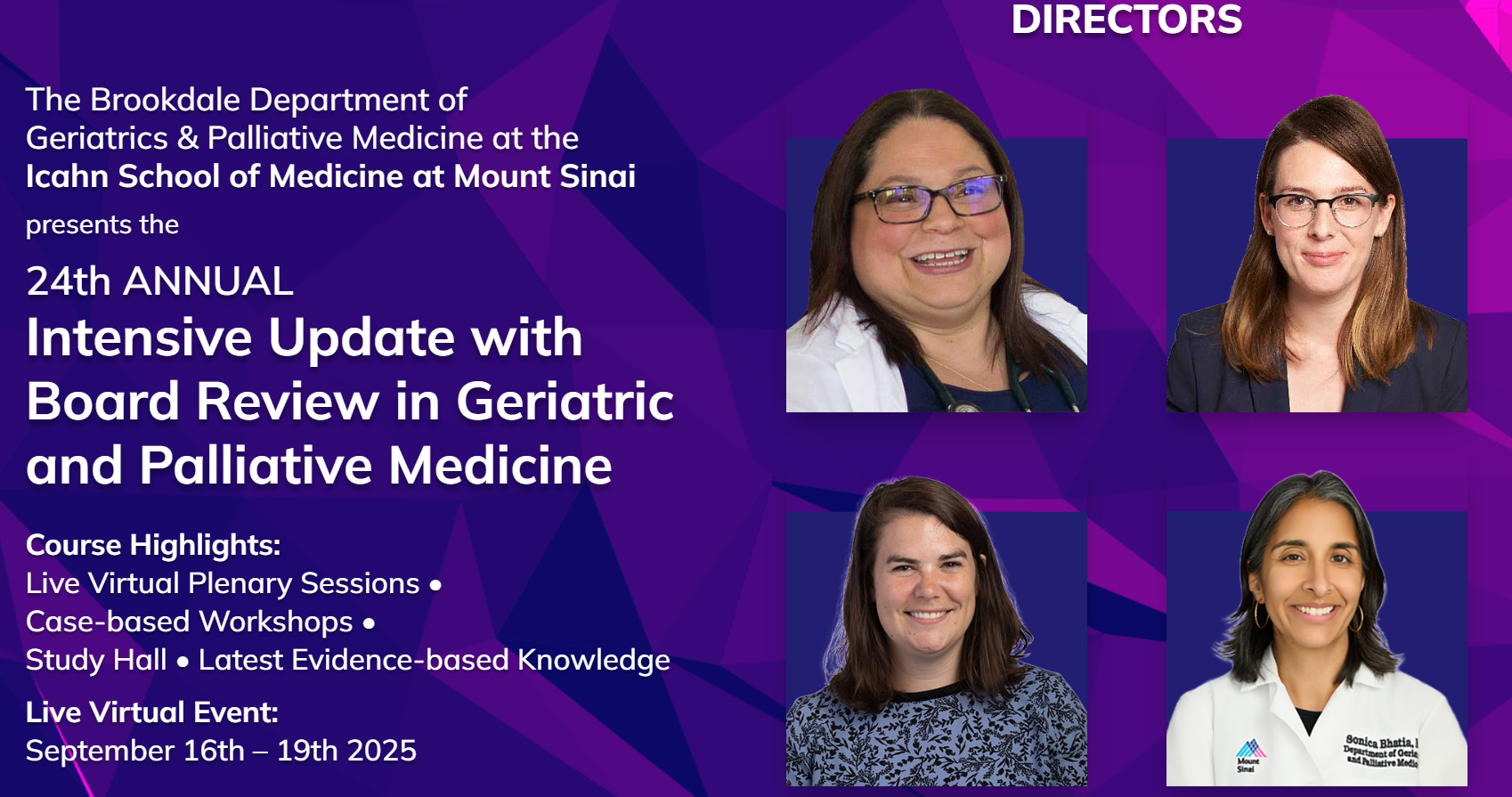 Mount Sinai 24th Annual Intensive Update with Board Review in Geriatric and Palliative Medicine 2025